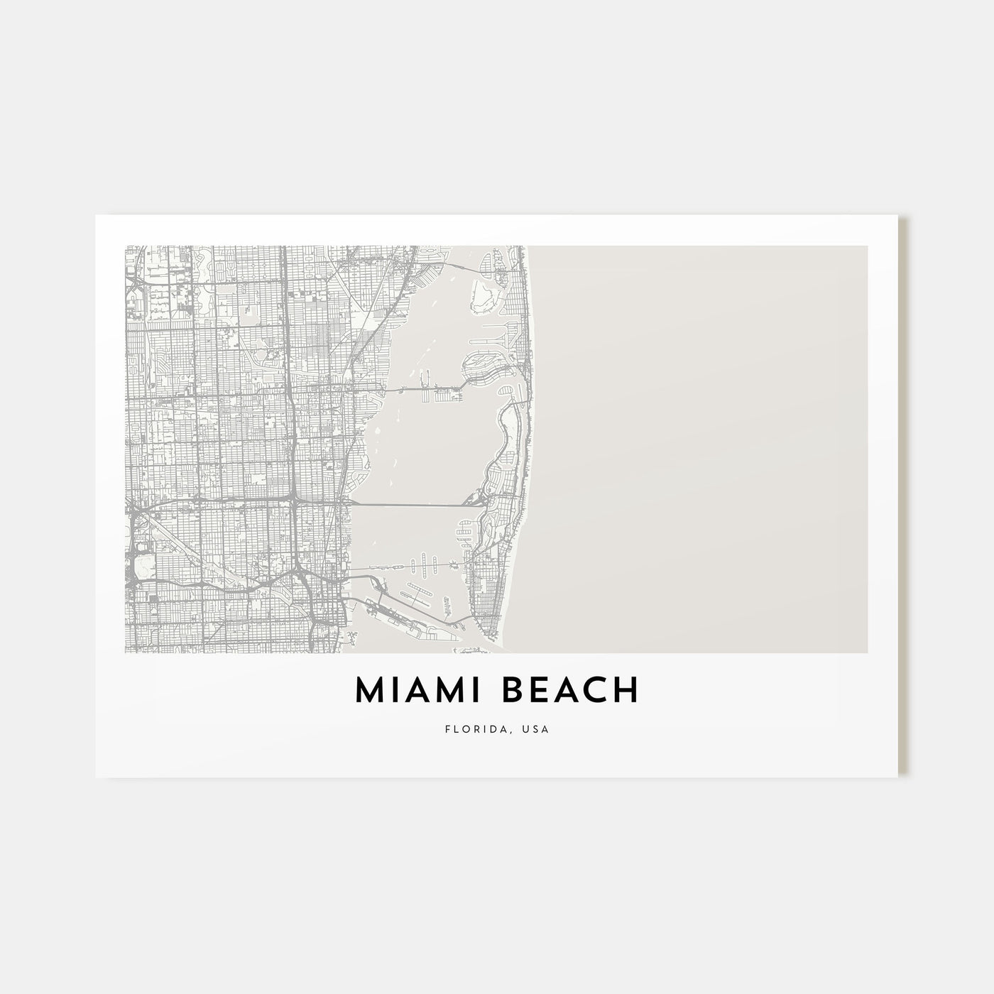 Miami Beach Map Landscape Poster