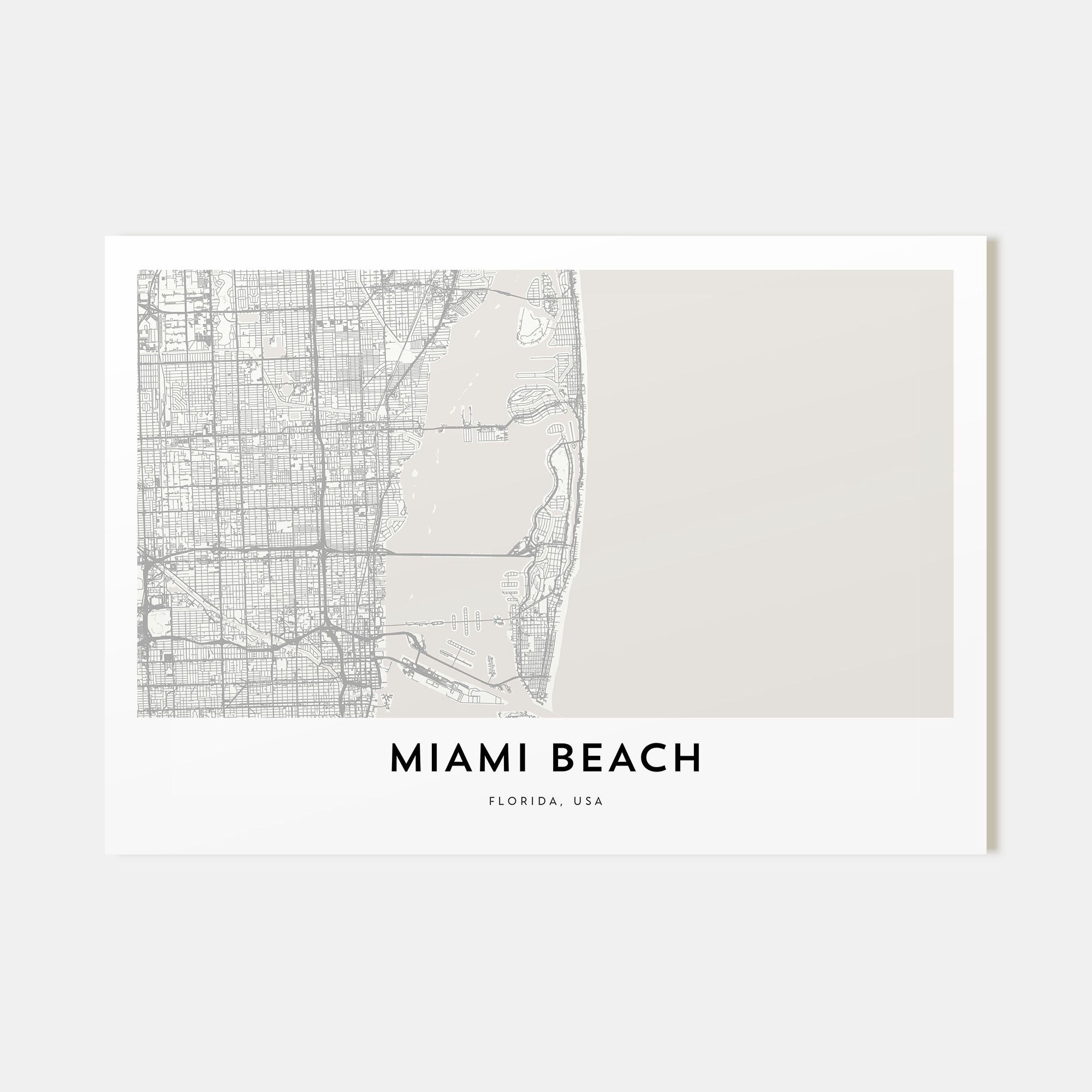 Miami Beach Map Landscape Poster