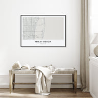 Miami Beach Map Landscape Poster