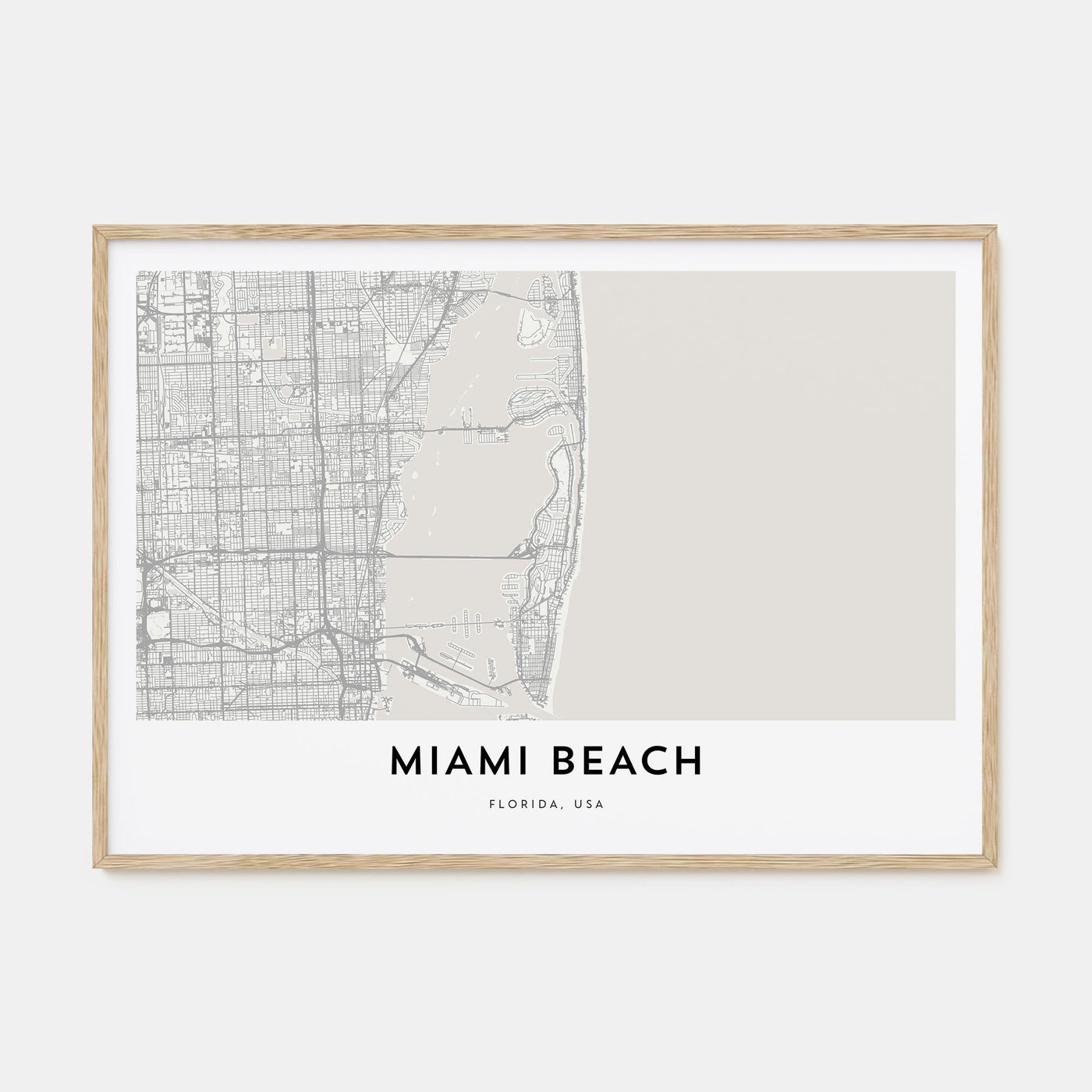 Miami Beach Map Landscape Poster