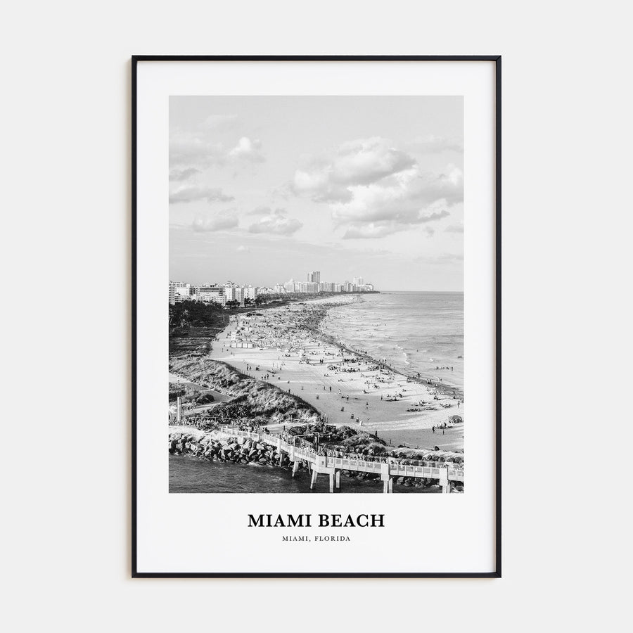 Miami Beach Portrait B&W Poster