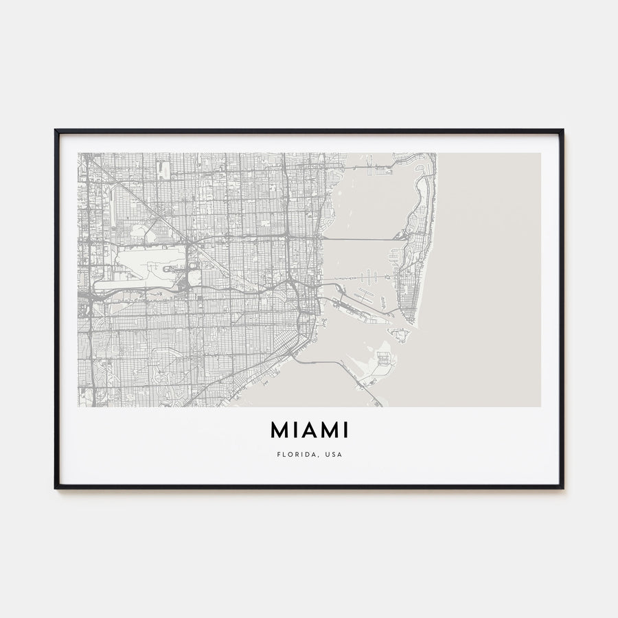 Miami Map Landscape Poster