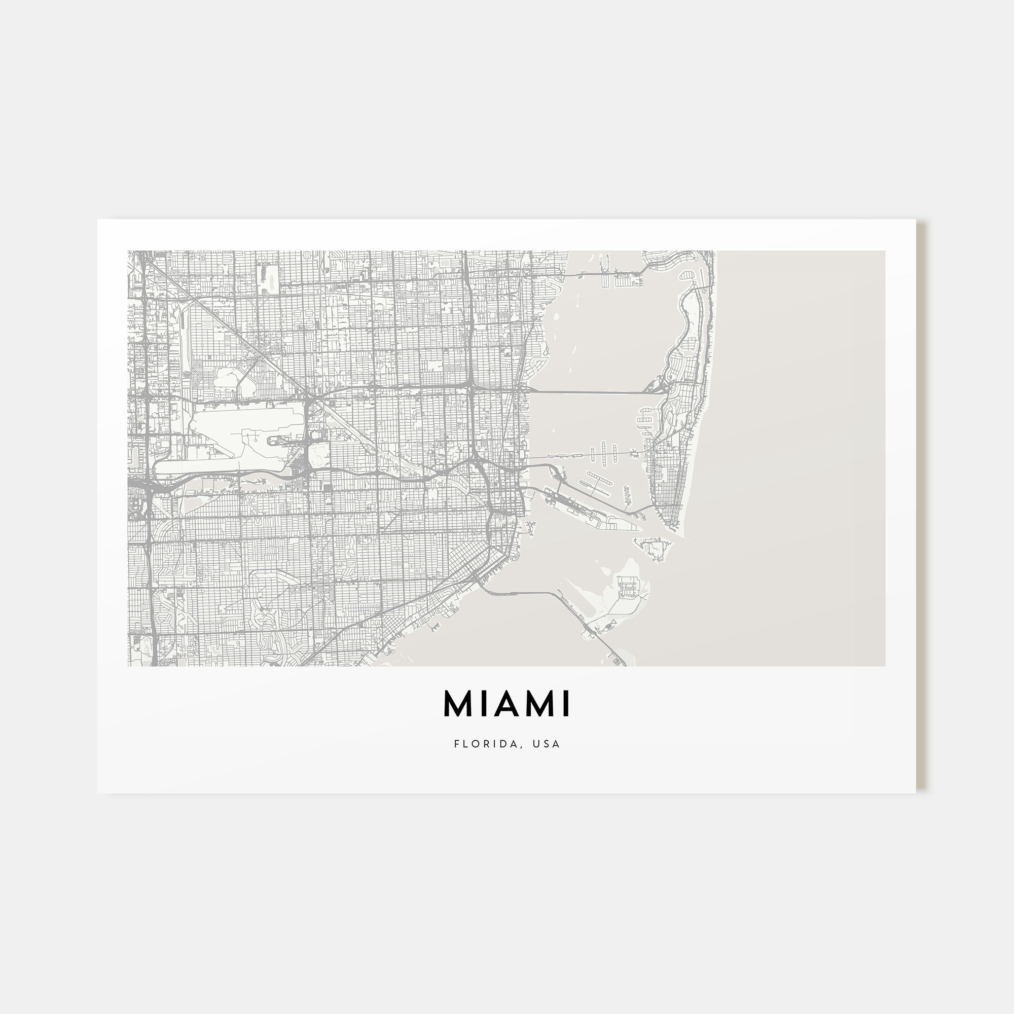 Miami Map Landscape Poster