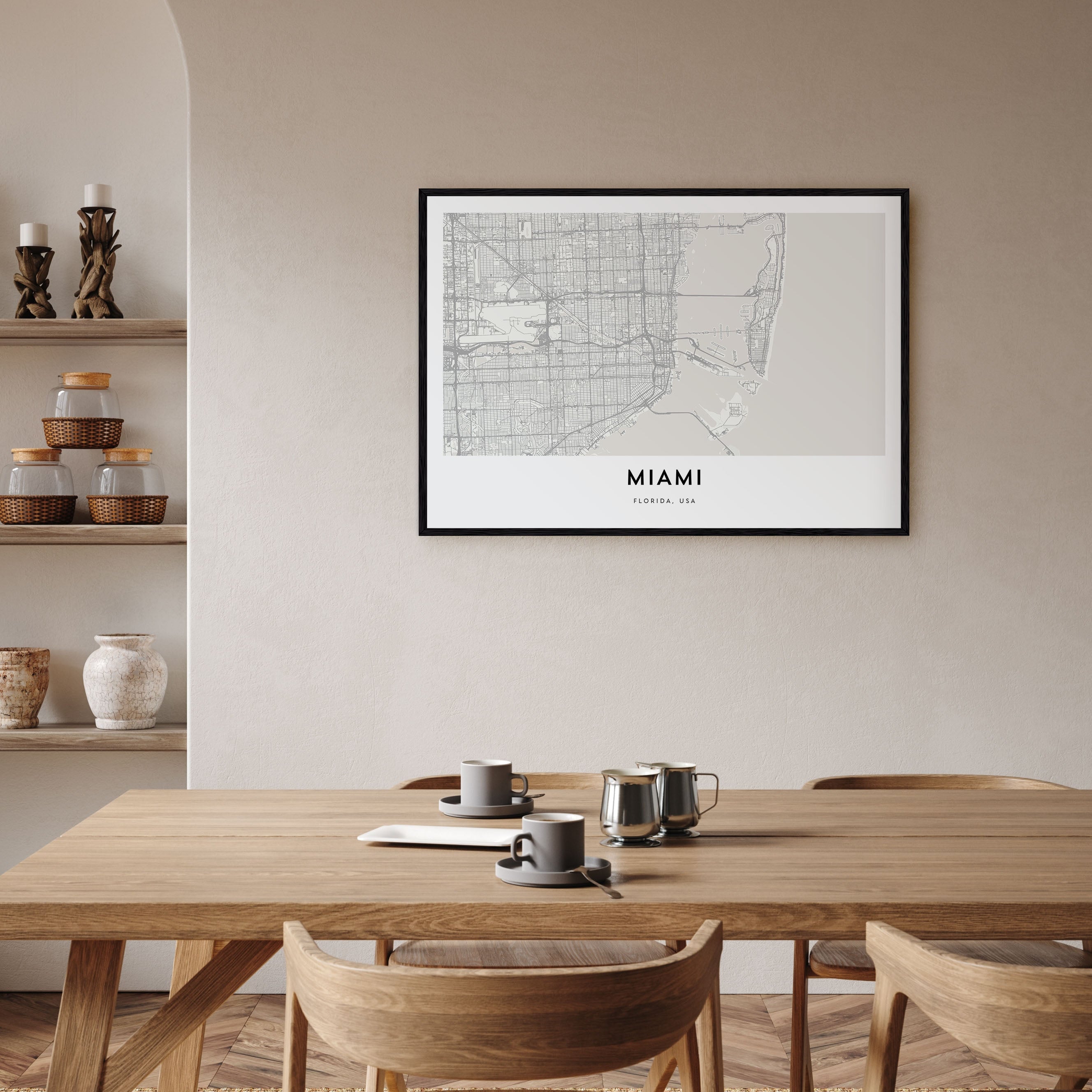 Miami Map Landscape Poster