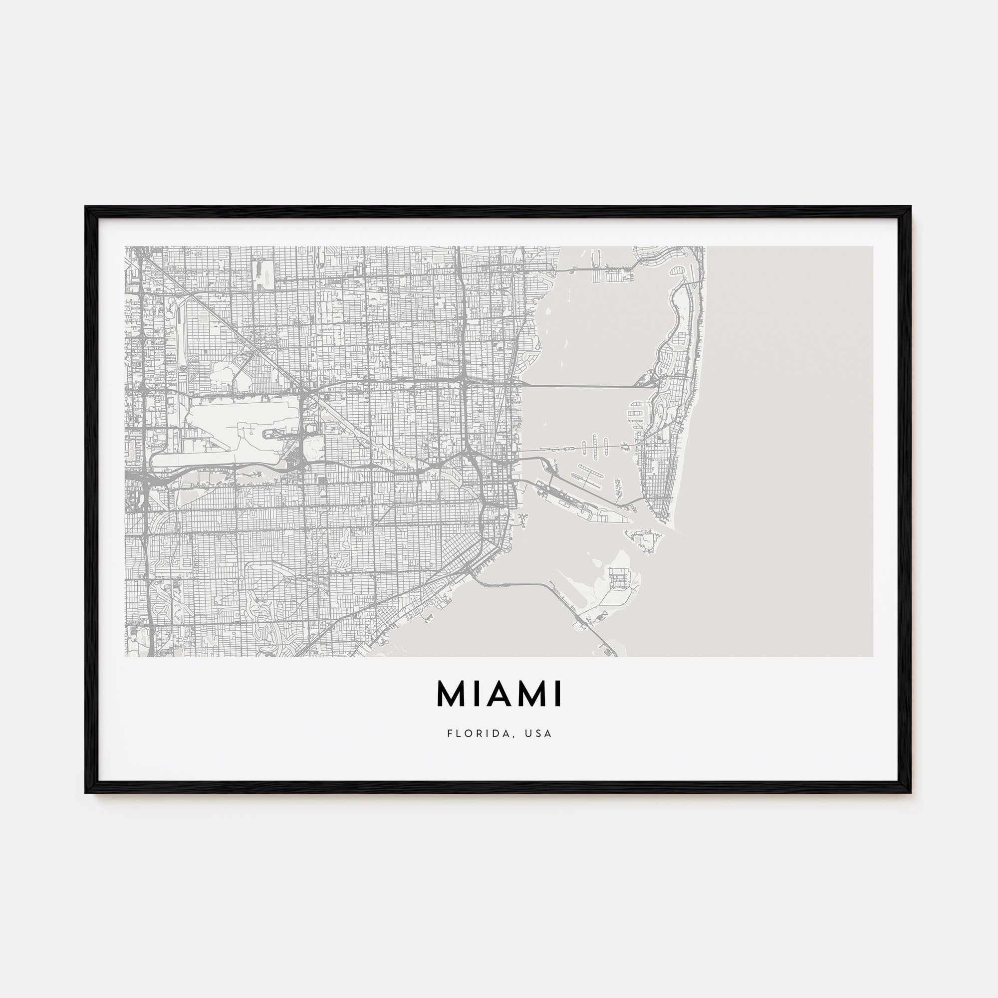 Miami Map Landscape Poster