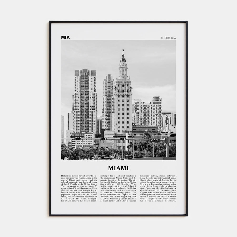 Miami Travel B&W No 2 Poster