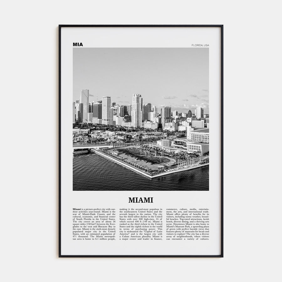 Miami Travel B&W No 3 Poster