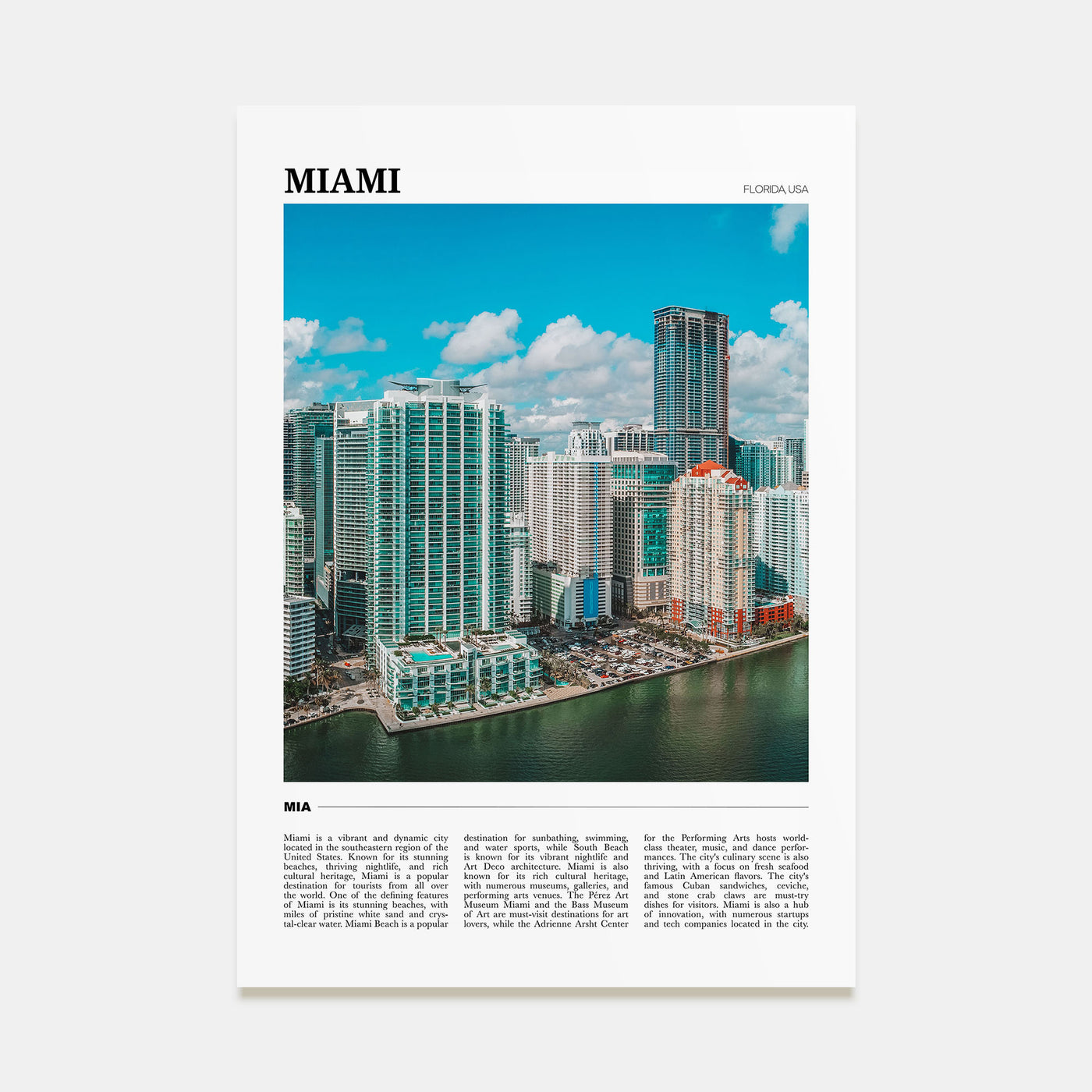 Miami Travel Color No 1 Poster