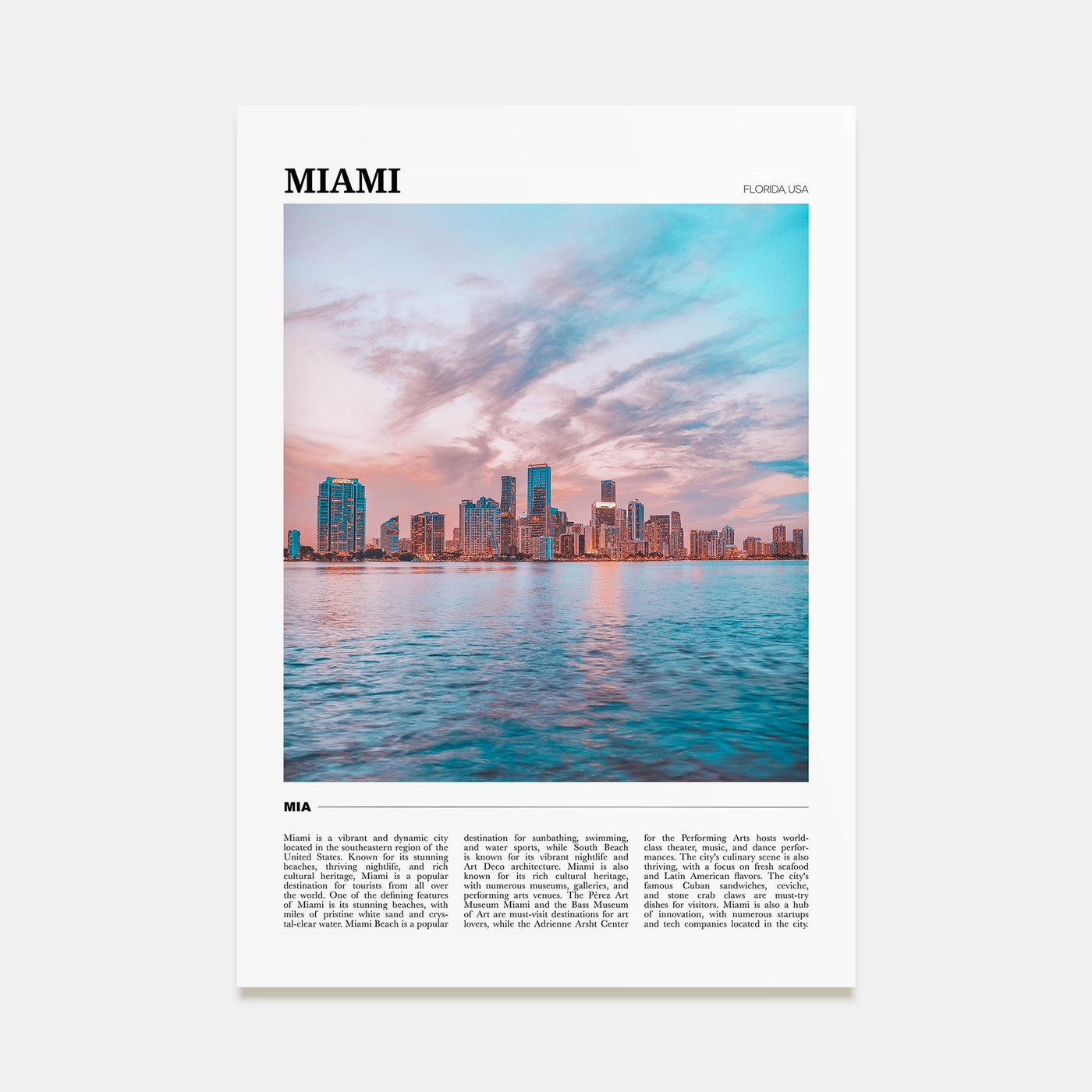 Miami Travel Color No 3 Poster