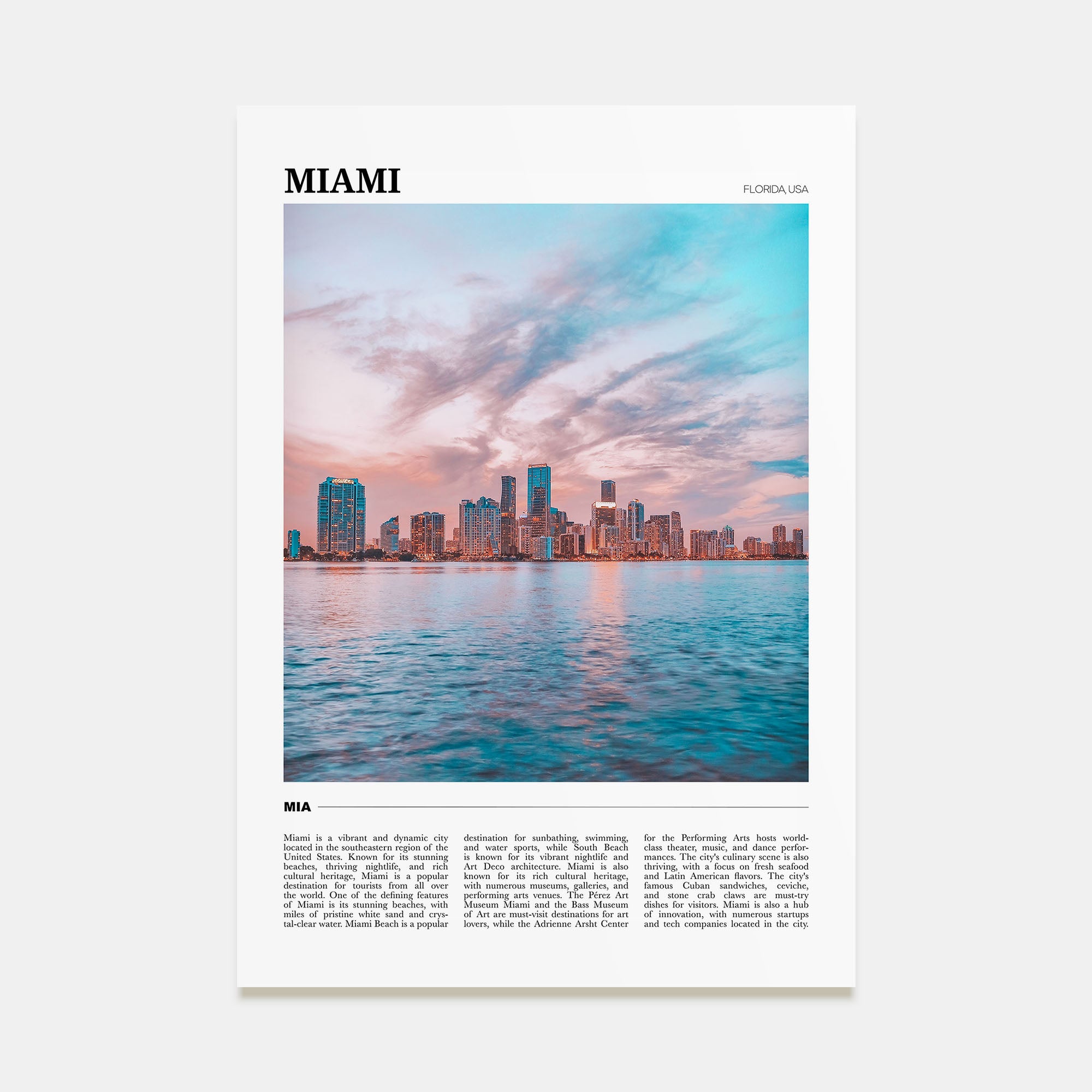 Miami Travel Color No 3 Poster