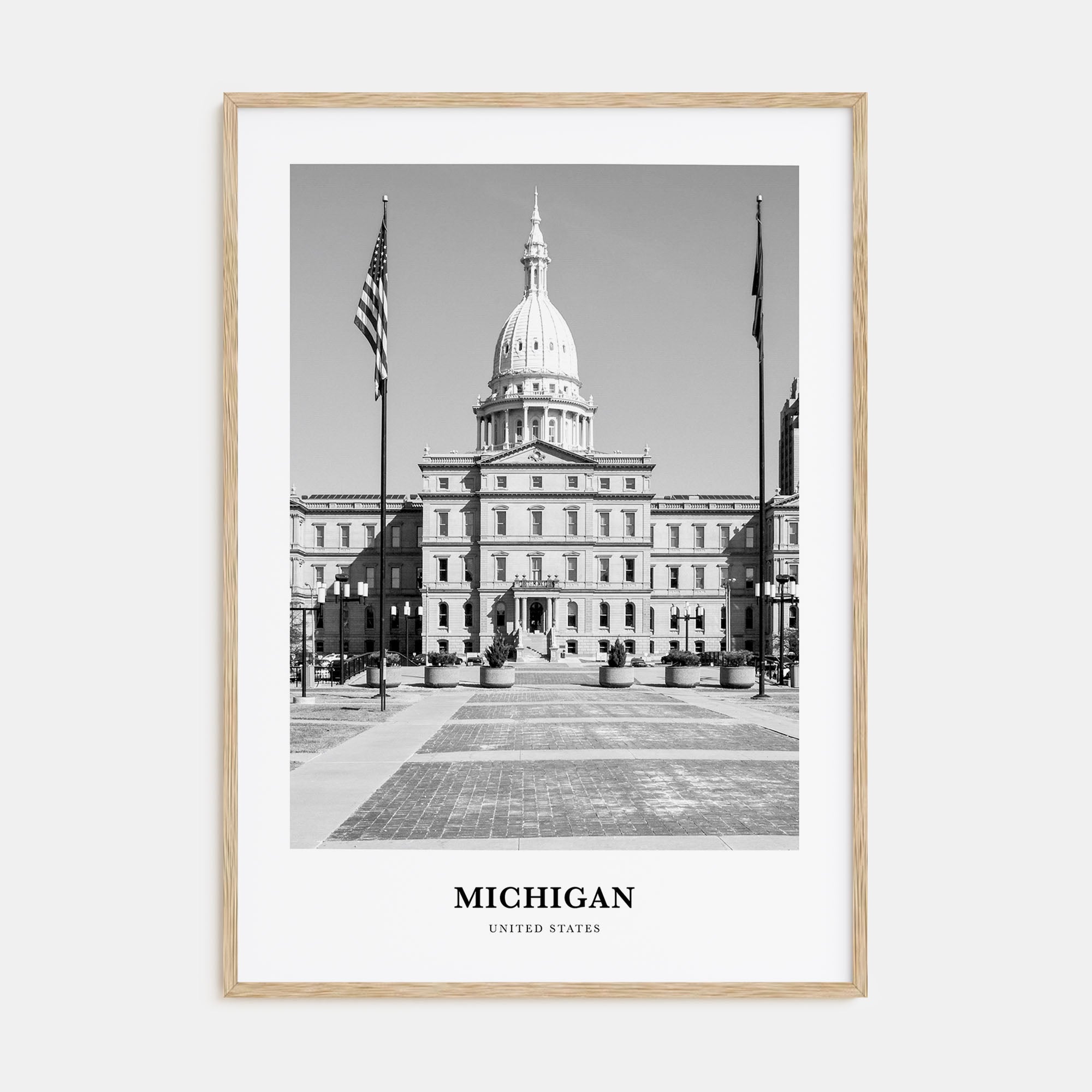 Michigan Portrait B&W No 1 Poster