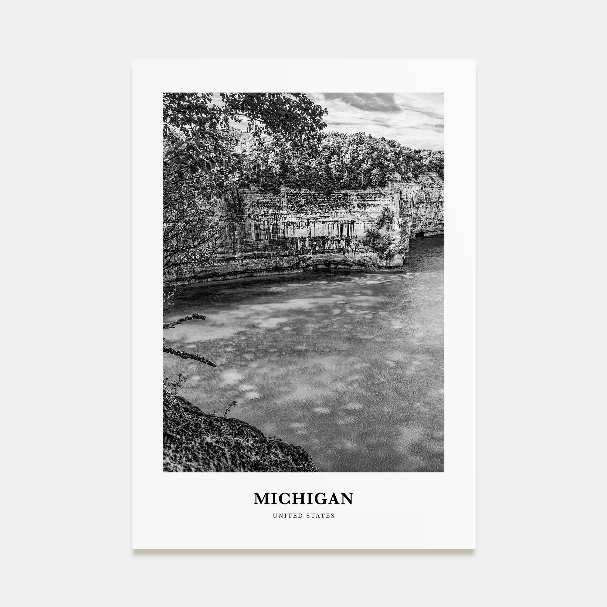 Michigan Portrait B&W No 3 Poster