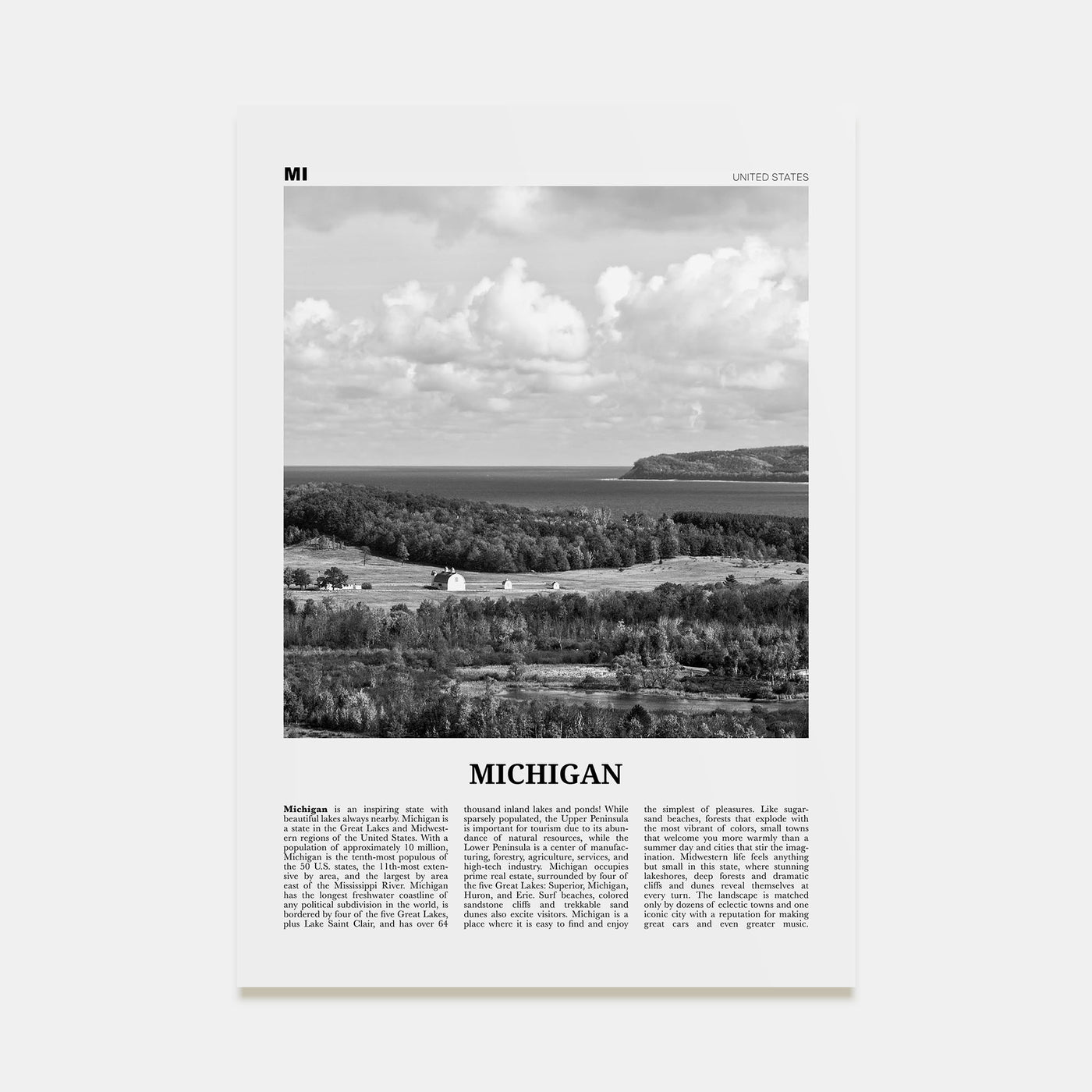 Michigan Travel B&W No 3 Poster