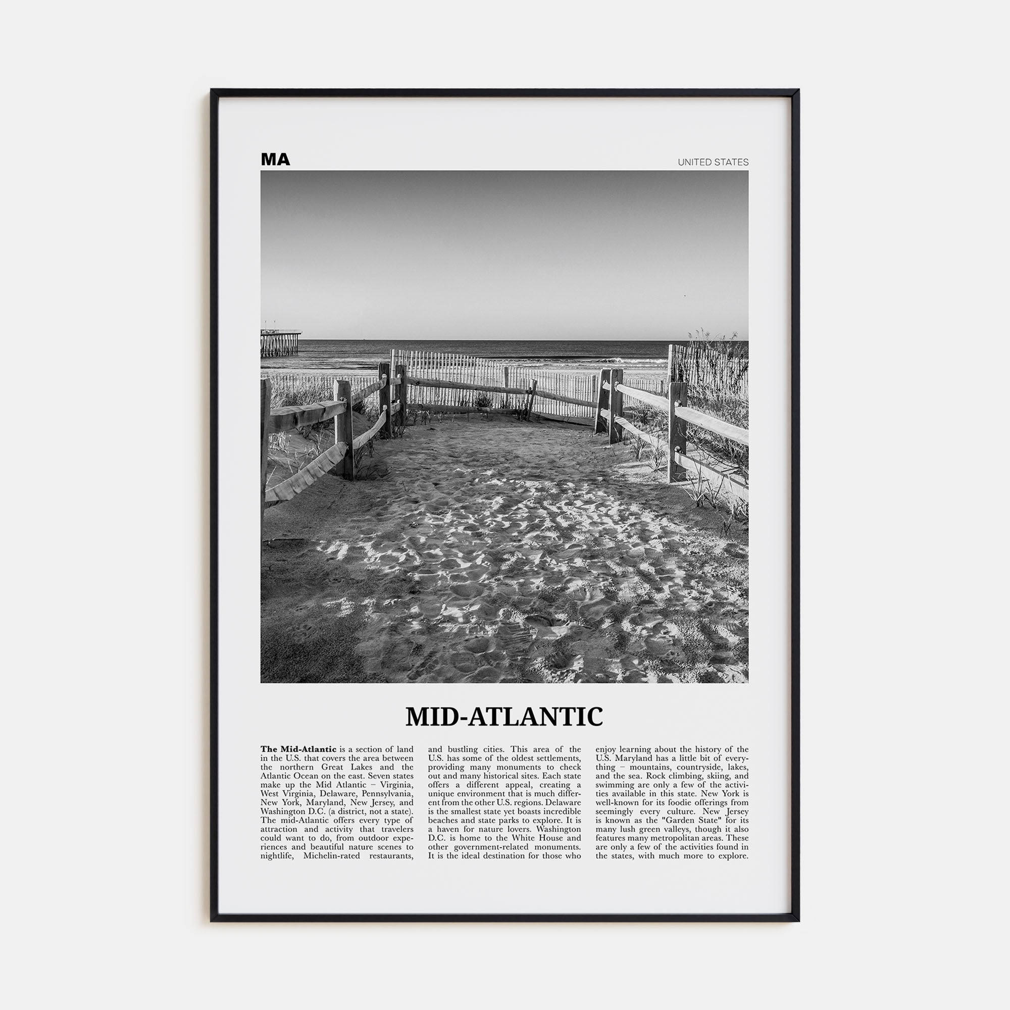 Mid-Atlantic Travel B&W Poster