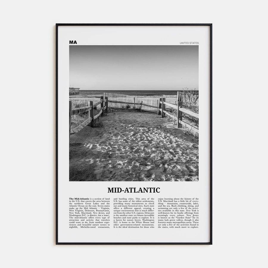 Mid-Atlantic Travel B&W Poster