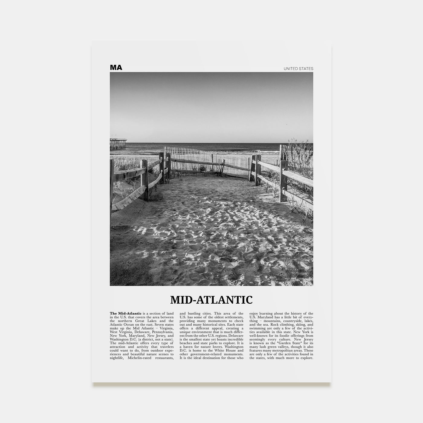 Mid-Atlantic Travel B&W Poster