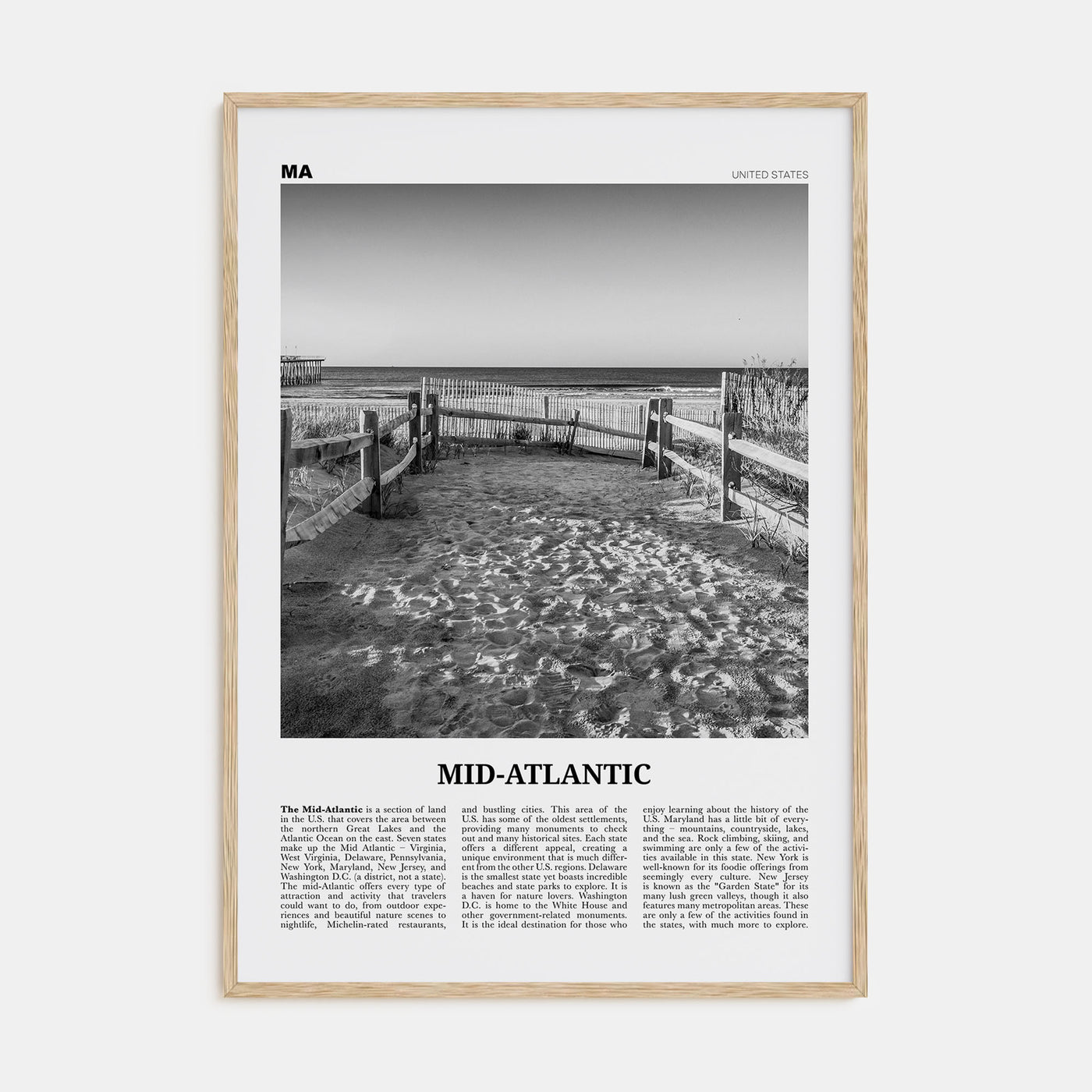 Mid-Atlantic Travel B&W Poster