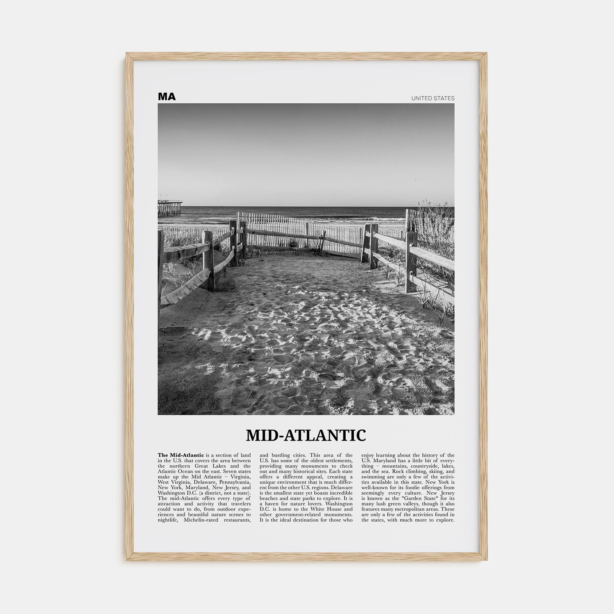 Mid-Atlantic Travel B&W Poster