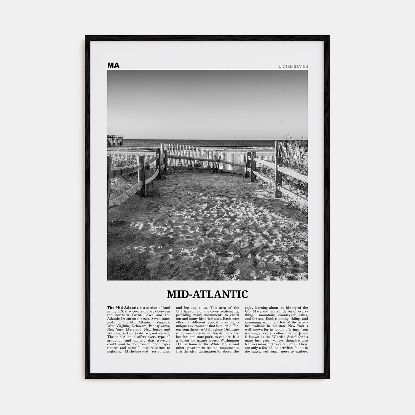 Mid-Atlantic Travel B&W Poster