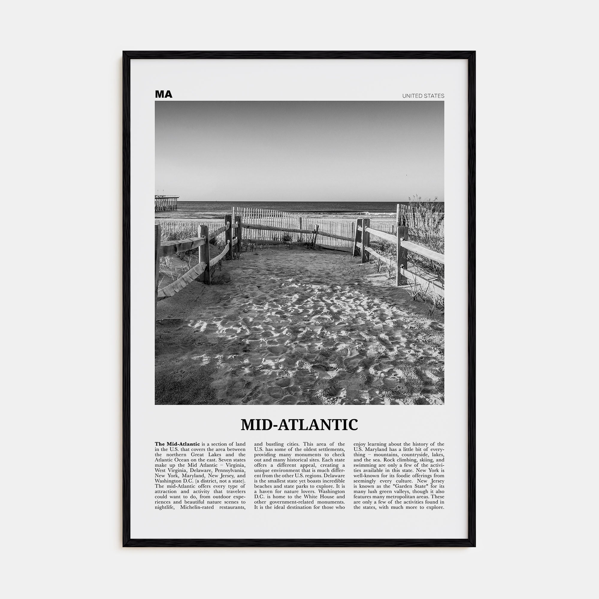 Mid-Atlantic Travel B&W Poster
