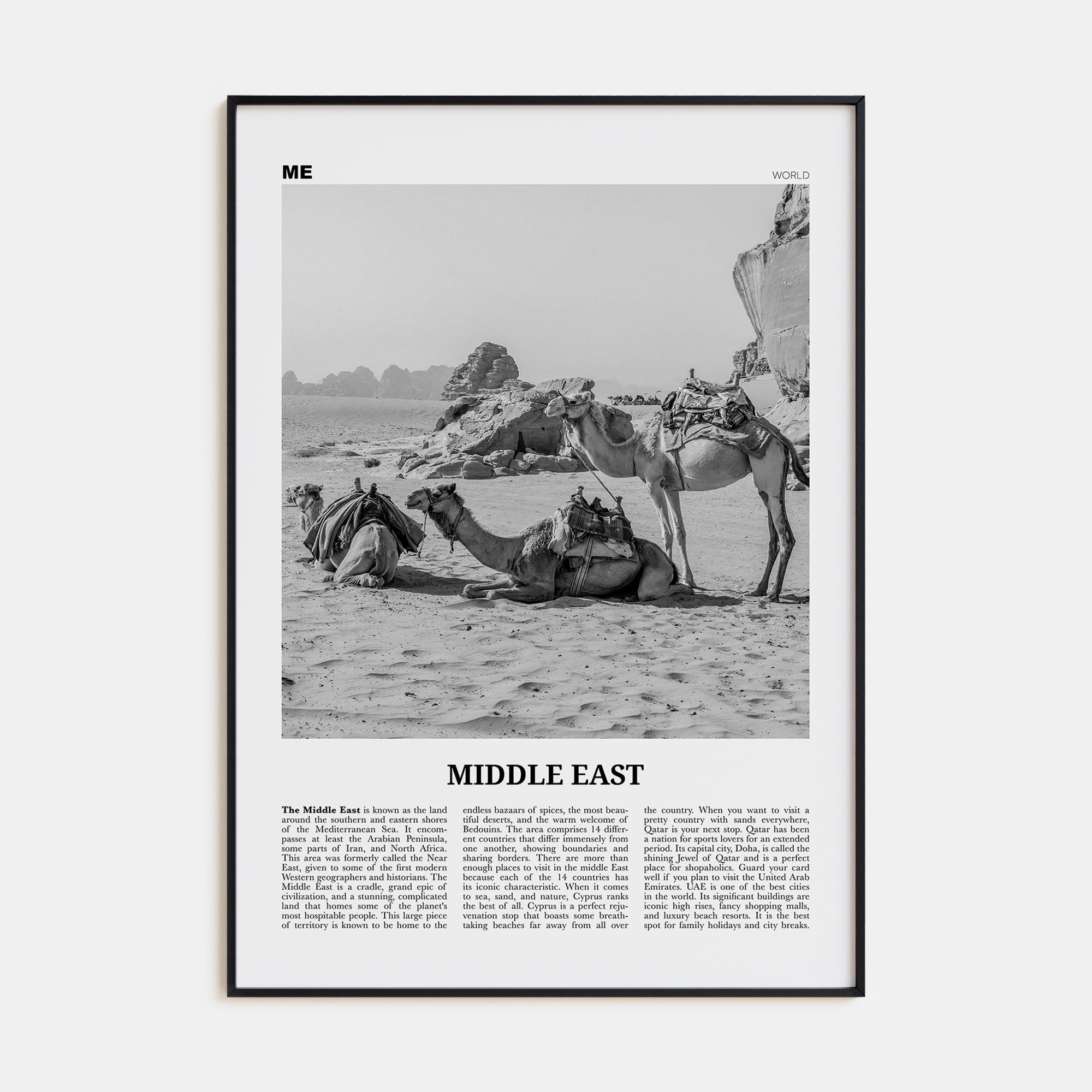 Middle East Travel B&W Poster