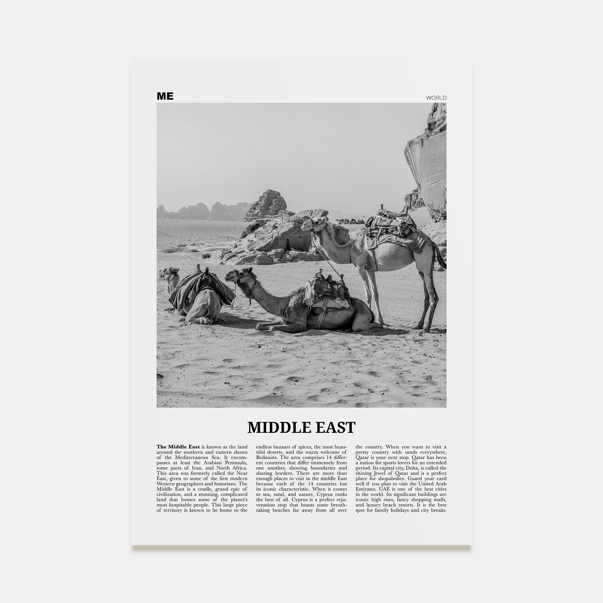 Middle East Travel B&W Poster