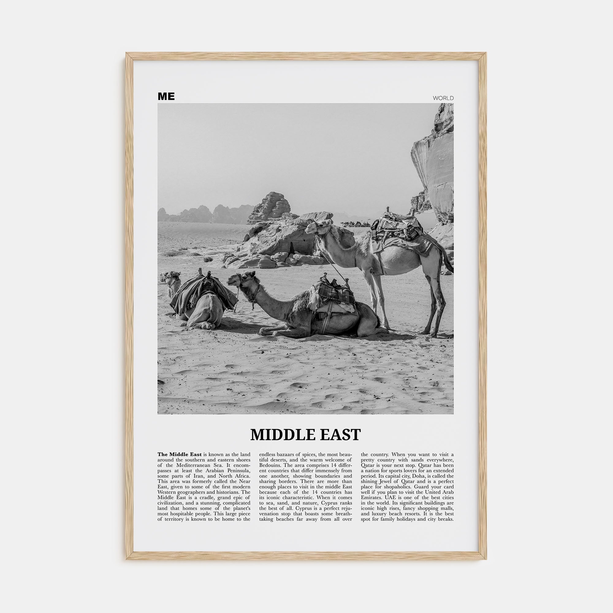 Middle East Travel B&W Poster