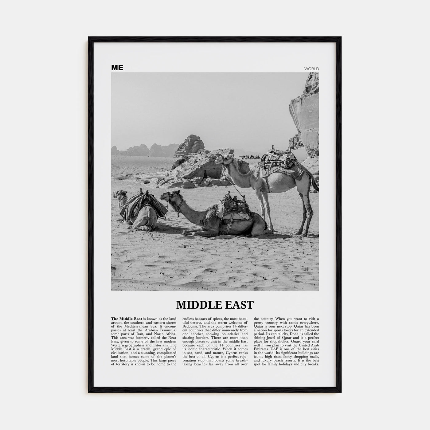 Middle East Travel B&W Poster