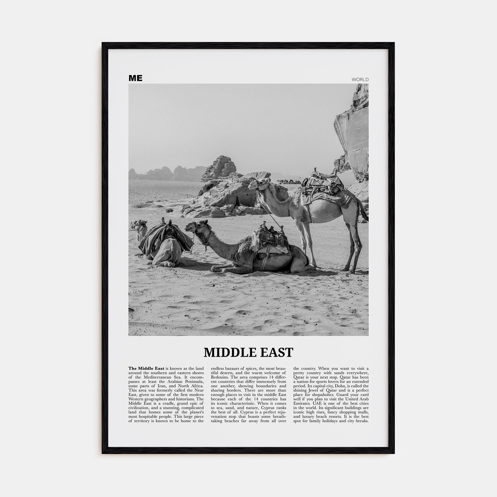 Middle East Travel B&W Poster