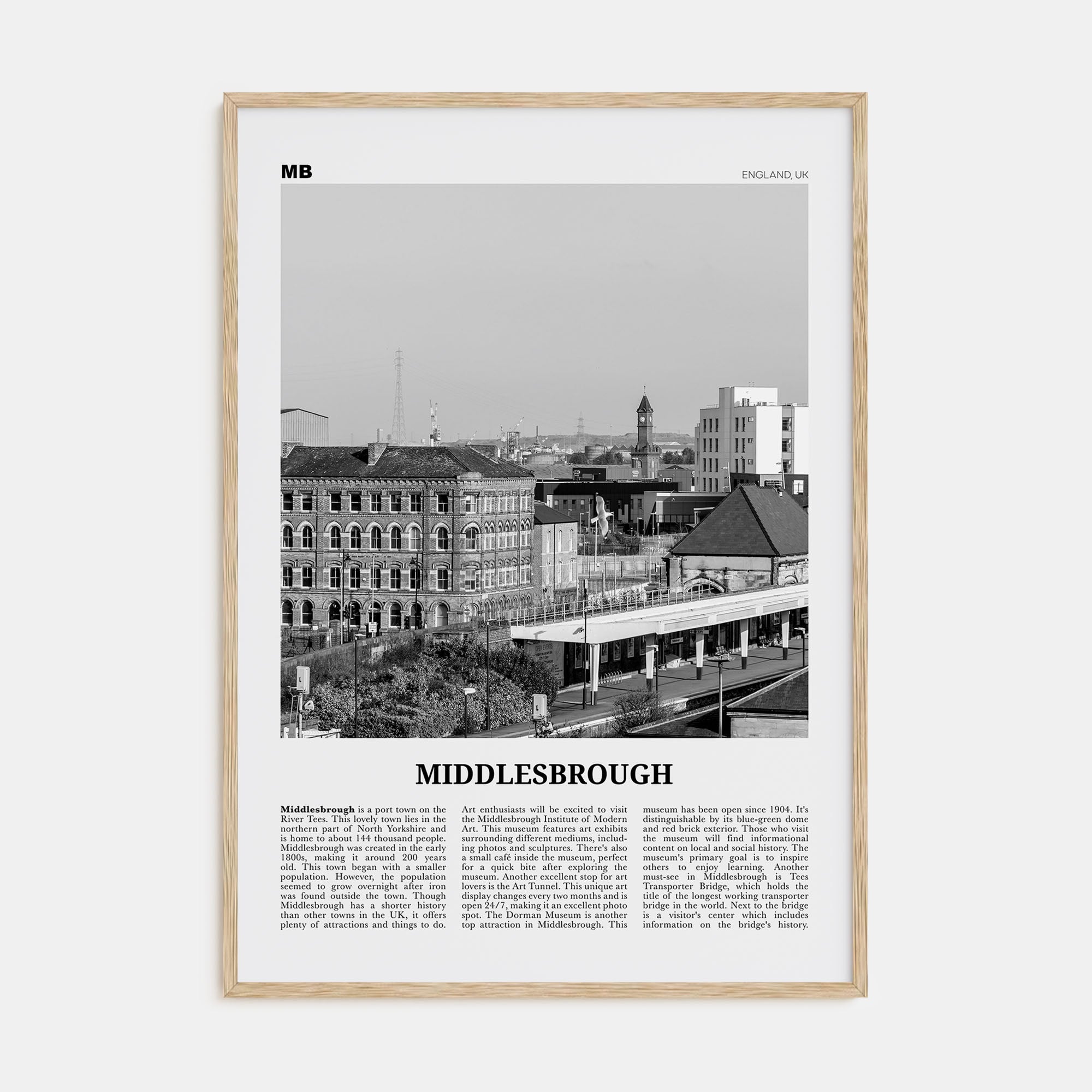 Middlesbrough Travel B&W Poster