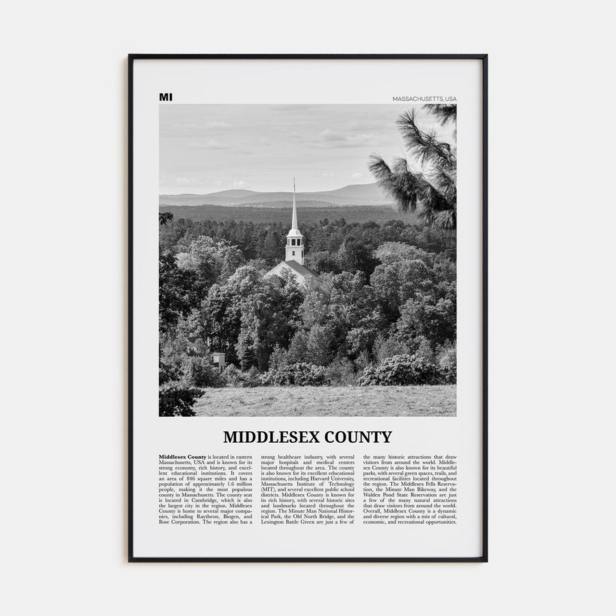 Middlesex County Travel B&W Poster