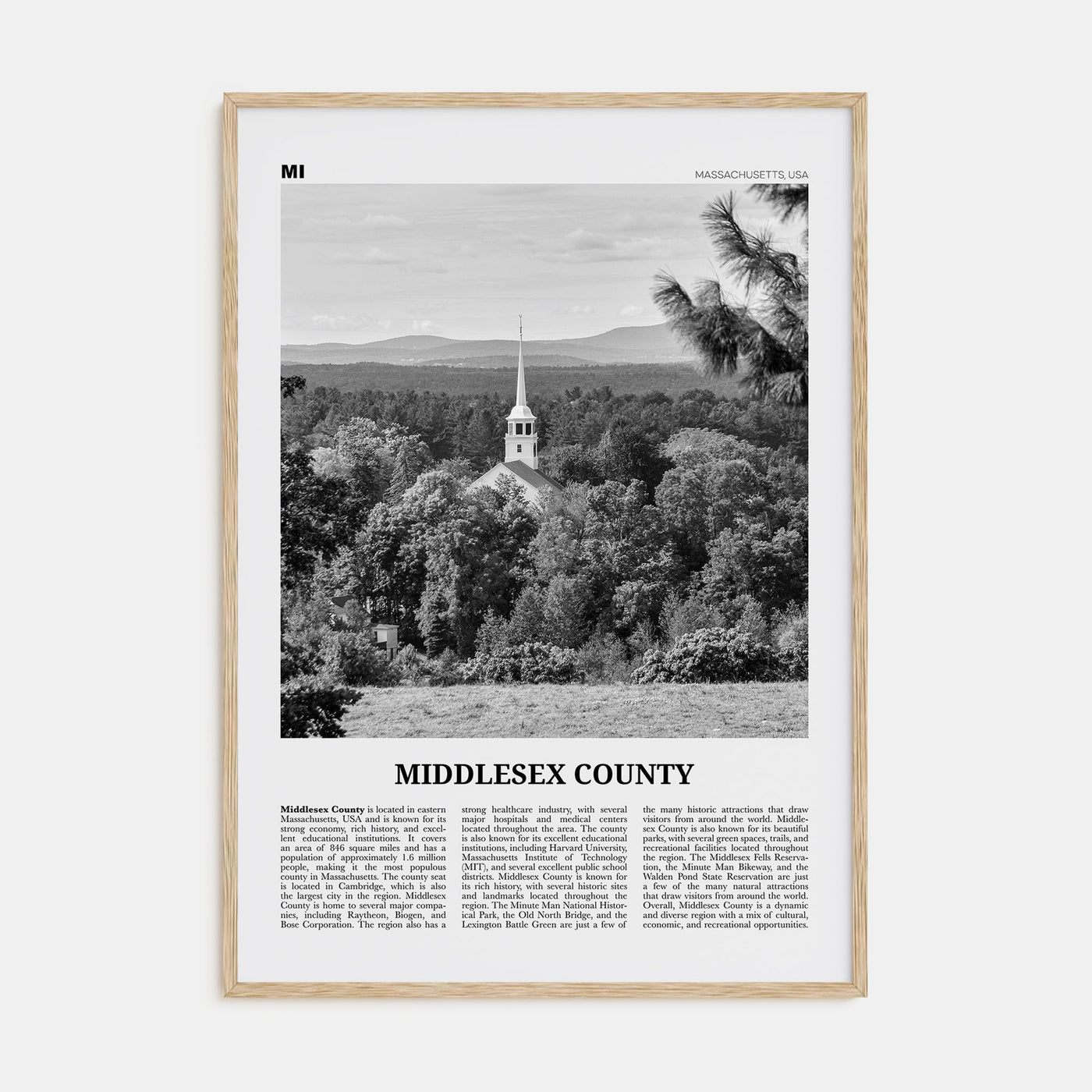 Middlesex County Travel B&W Poster