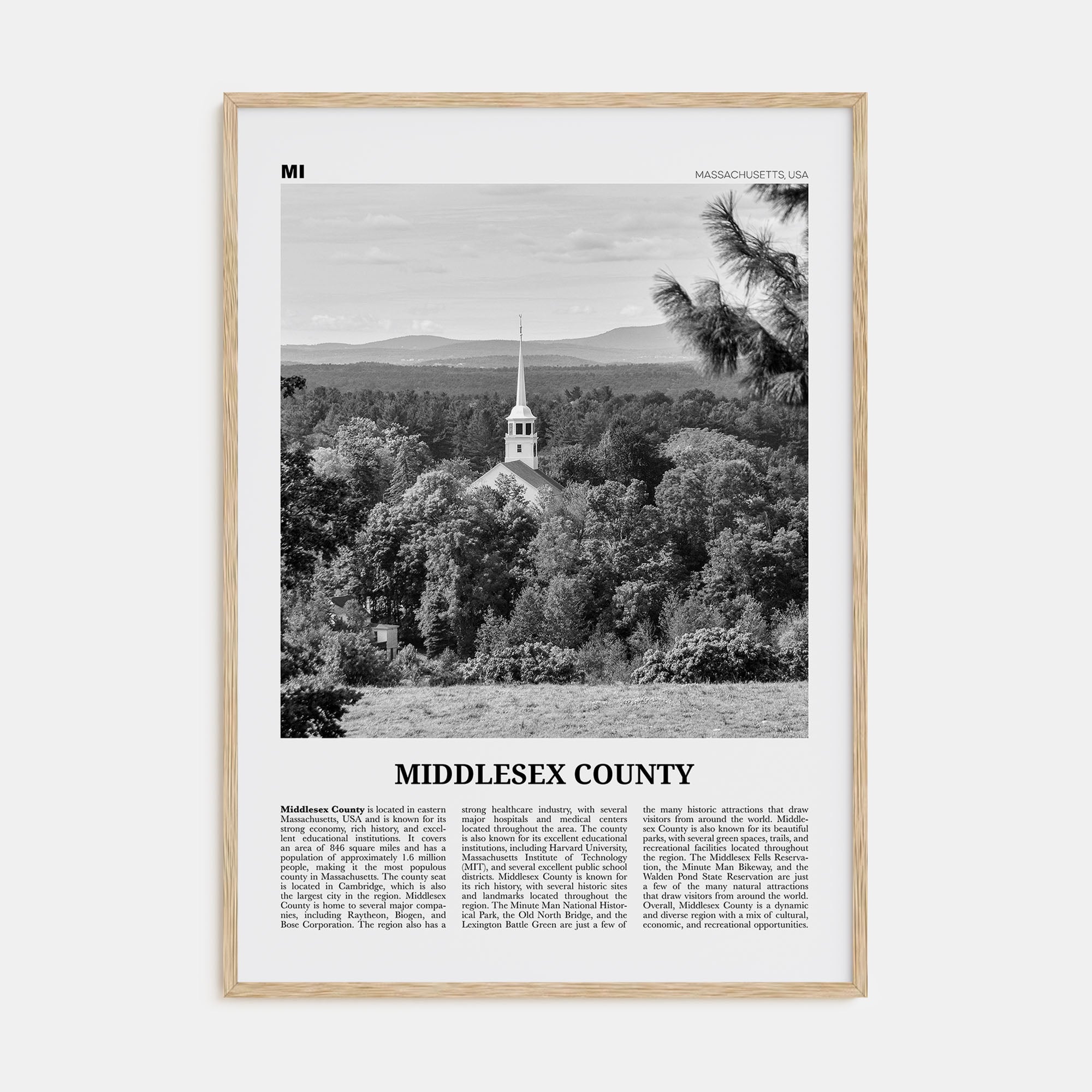 Middlesex County Travel B&W Poster