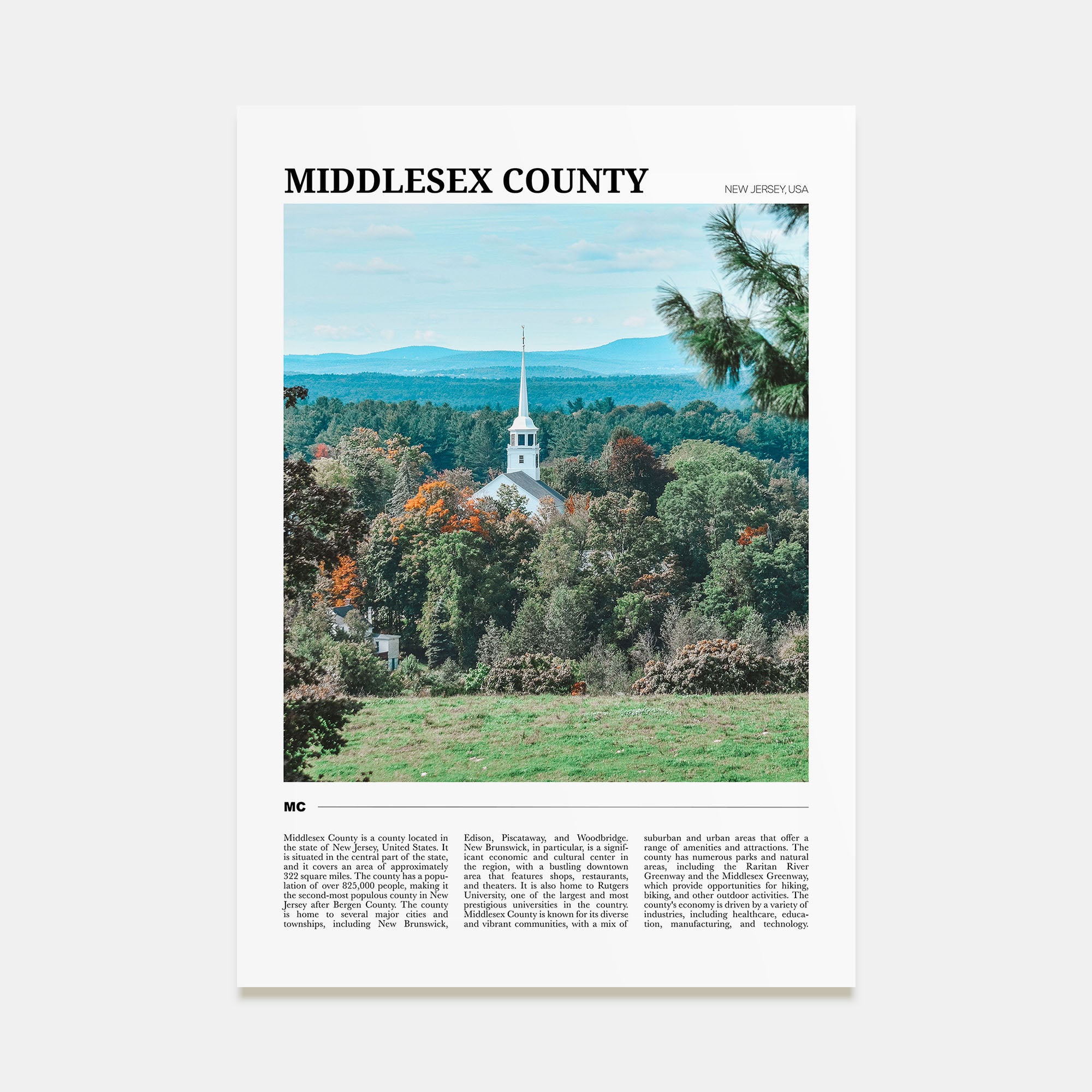 Middlesex County Travel Color Poster