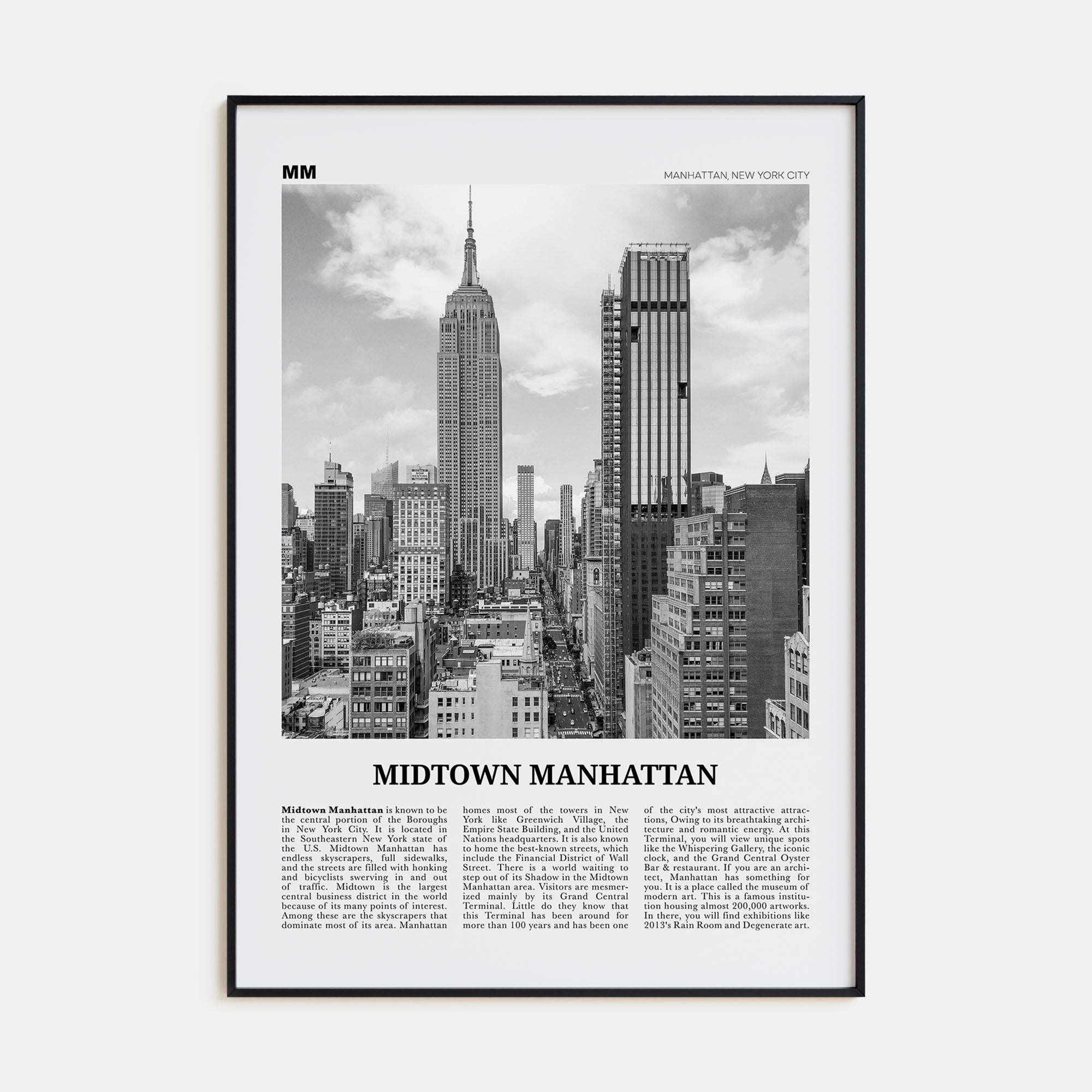 Midtown Manhattan Travel B&W Poster