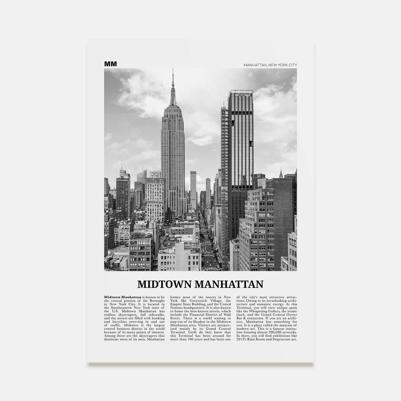 Midtown Manhattan Travel B&W Poster