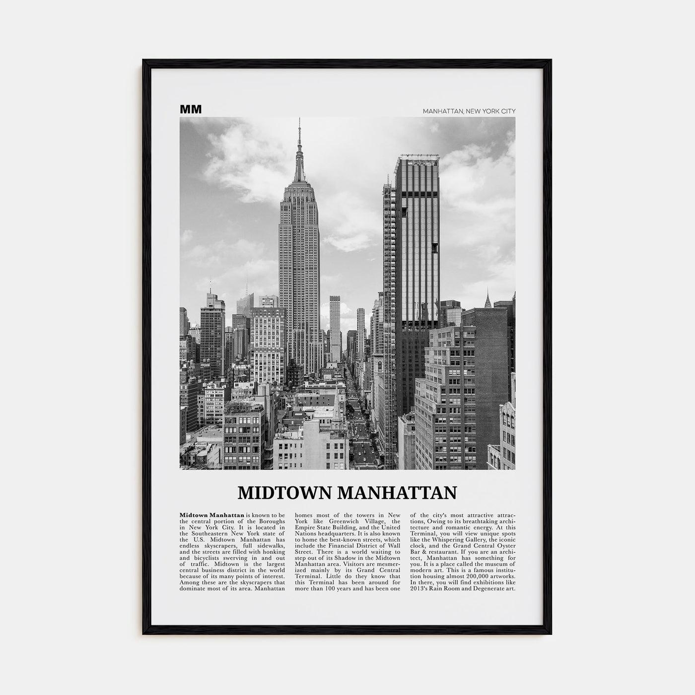 Midtown Manhattan Travel B&W Poster