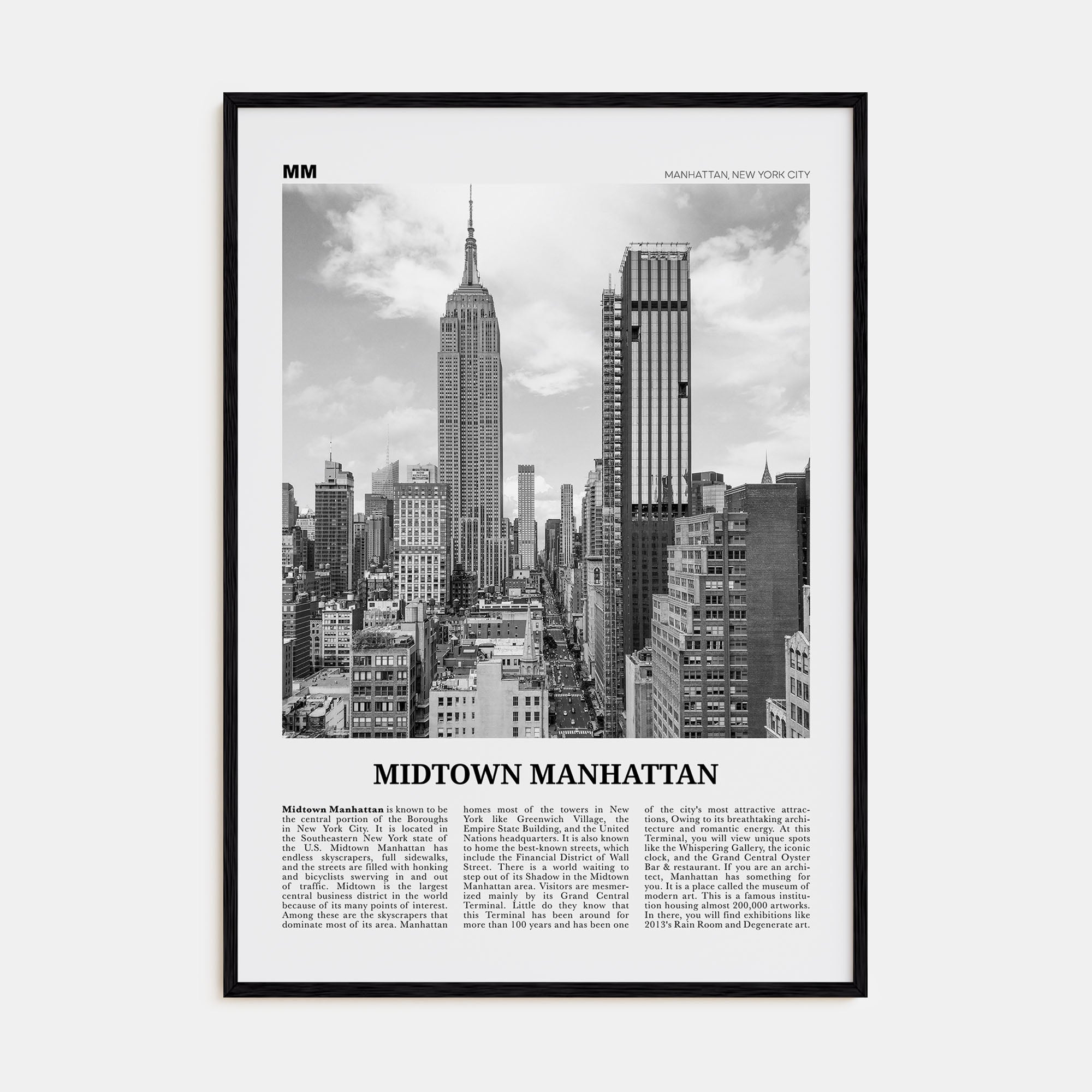 Midtown Manhattan Travel B&W Poster