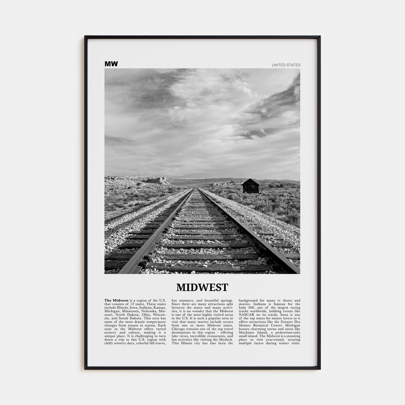 Midwest Travel B&W Poster