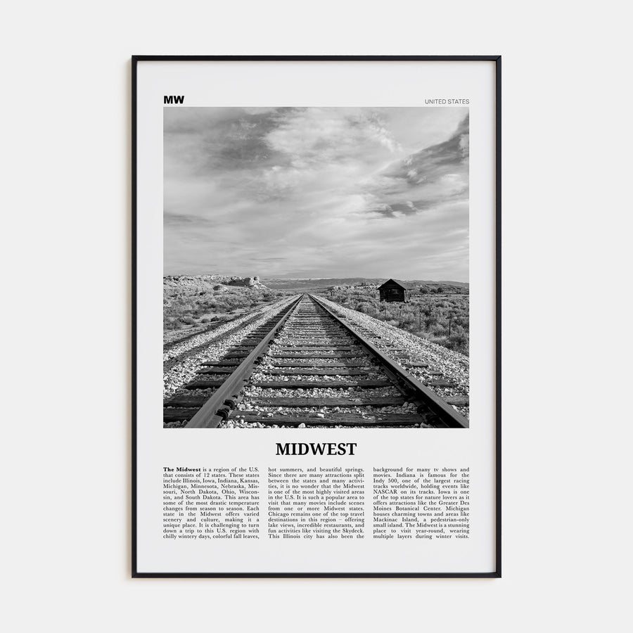 Midwest Travel B&W Poster