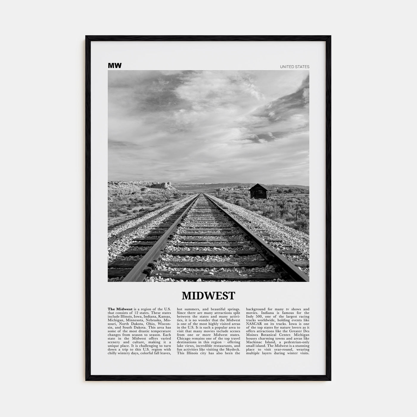 Midwest Travel B&W Poster