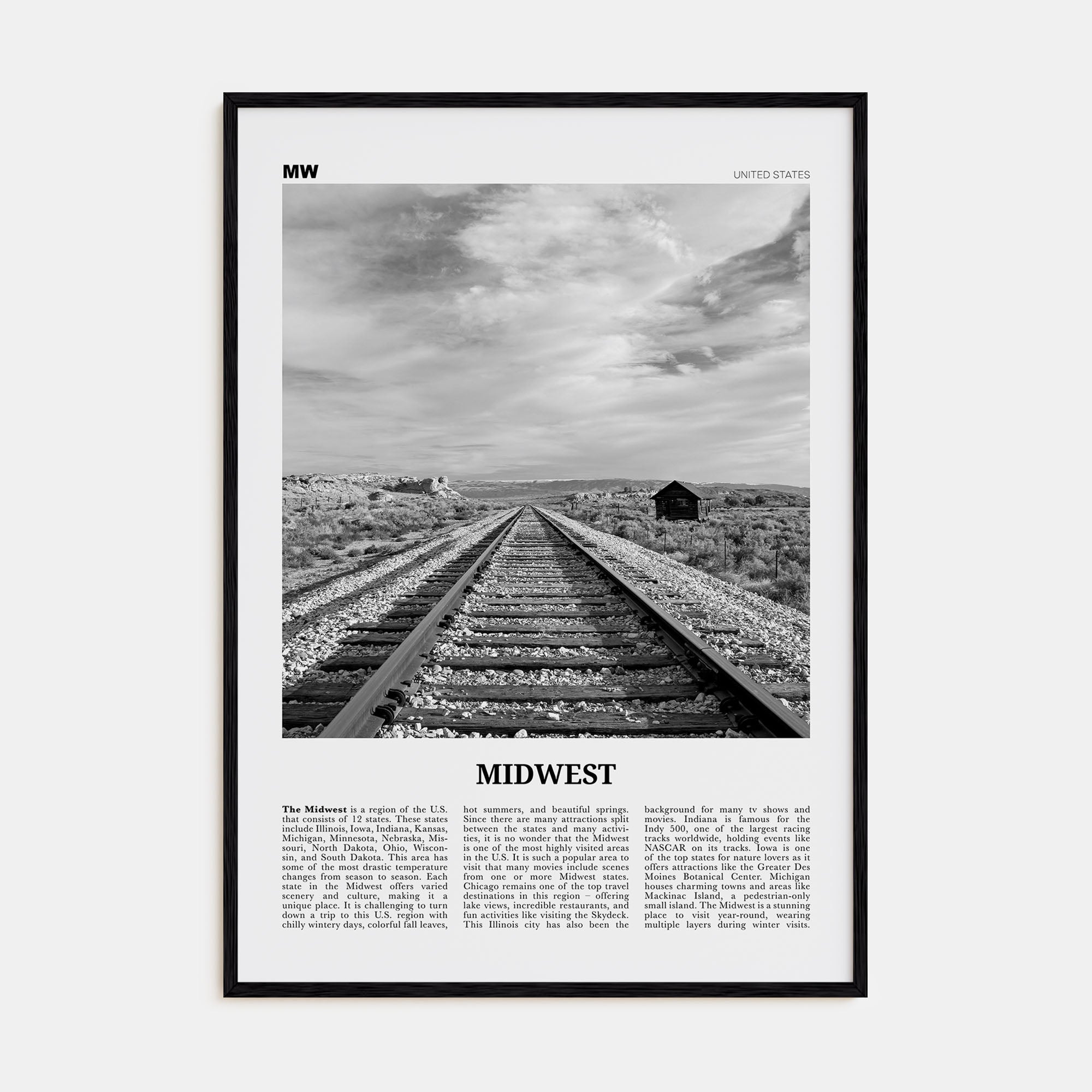 Midwest Travel B&W Poster