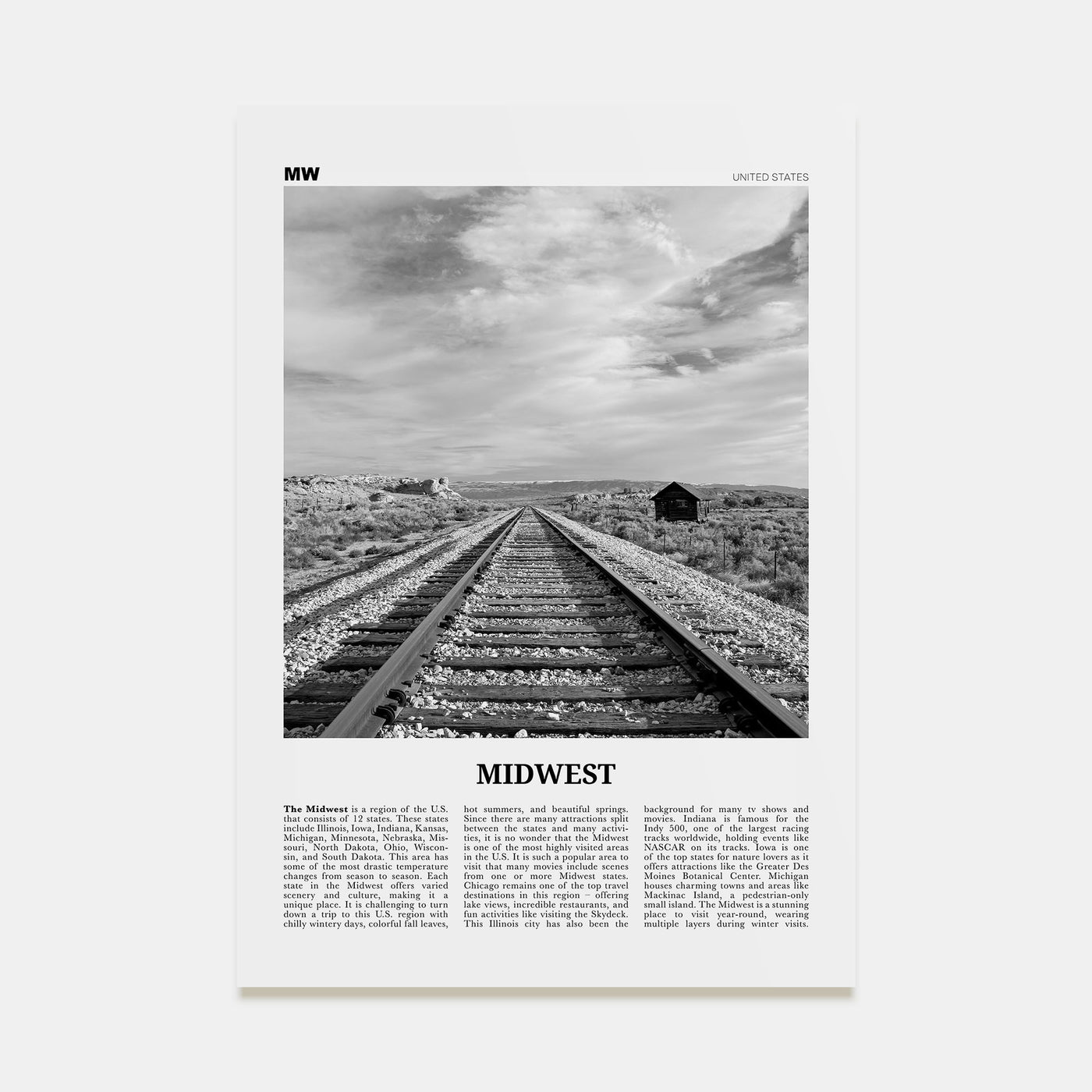Midwest Travel B&W Poster