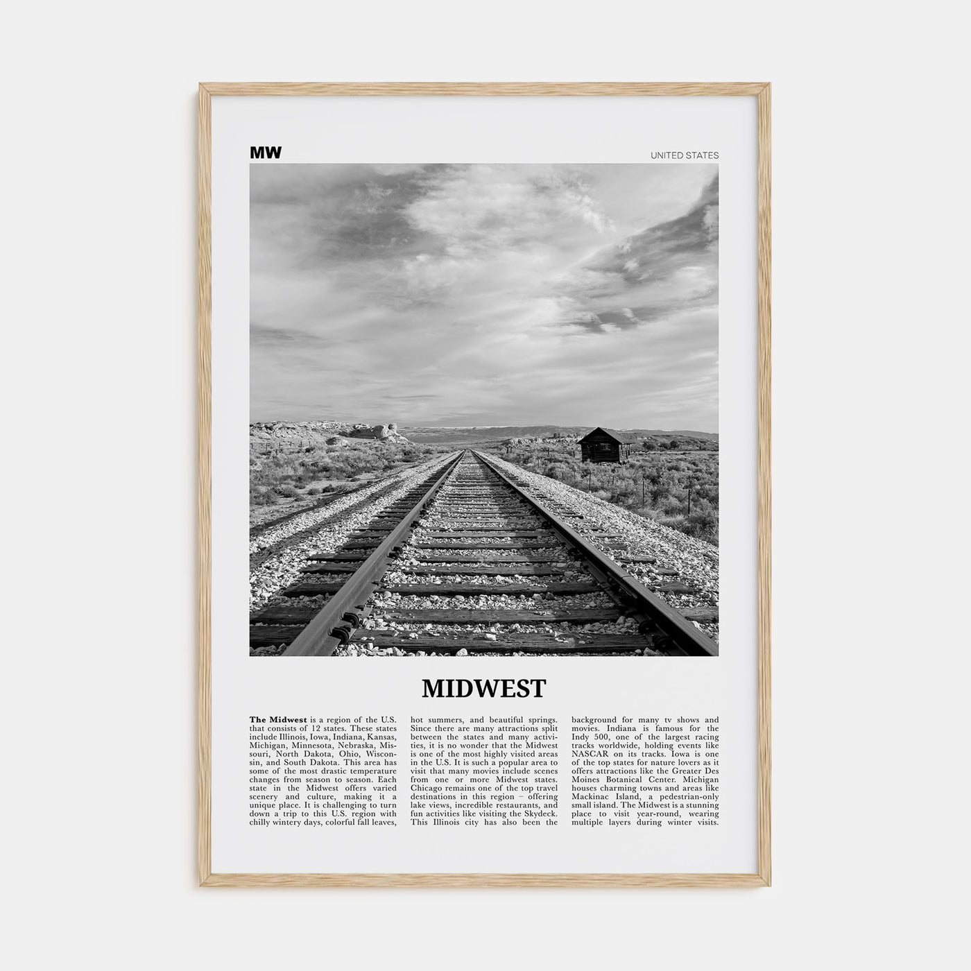 Midwest Travel B&W Poster