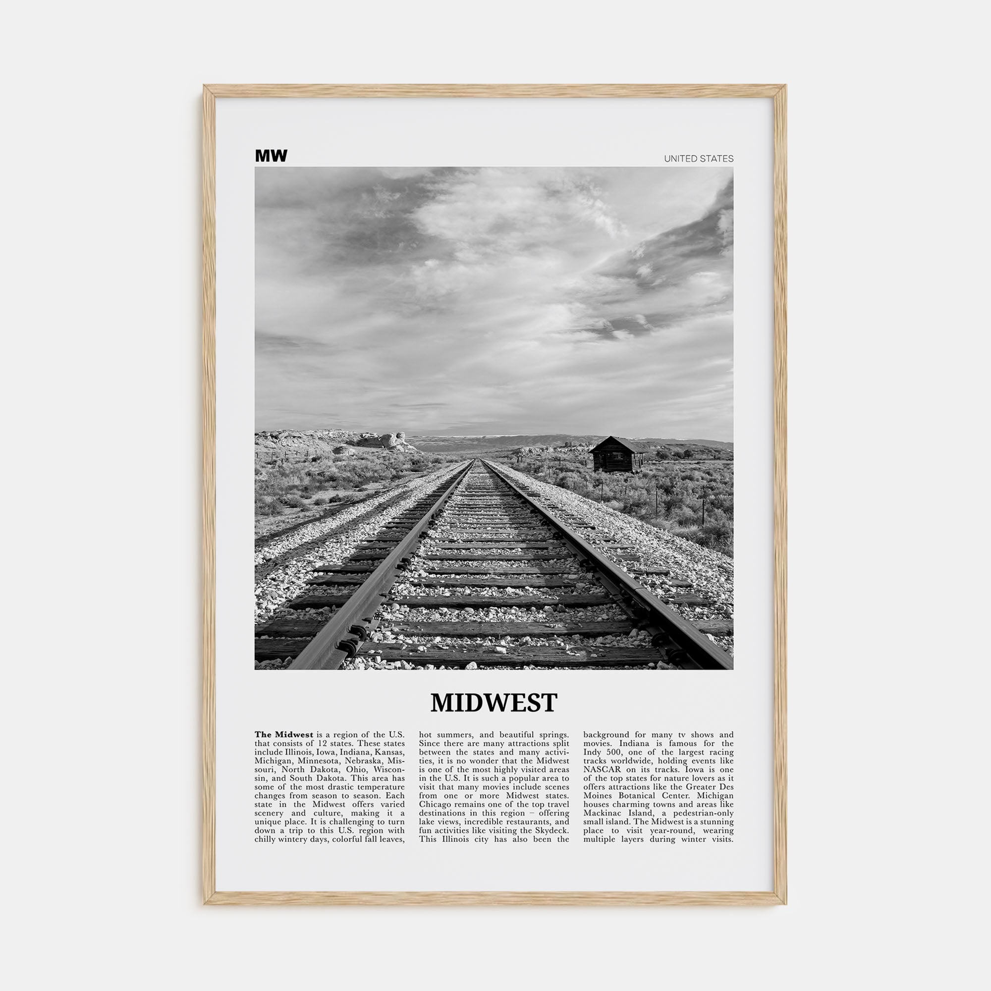 Midwest Travel B&W Poster