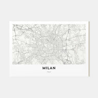 Milan Map Landscape Poster