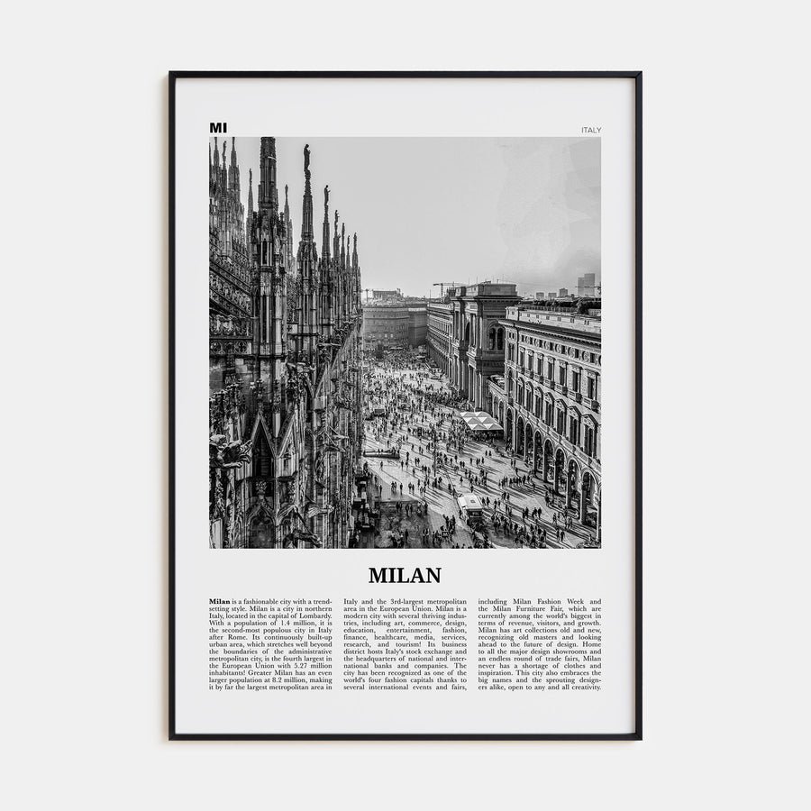 Milan Travel B&W No 1 Poster