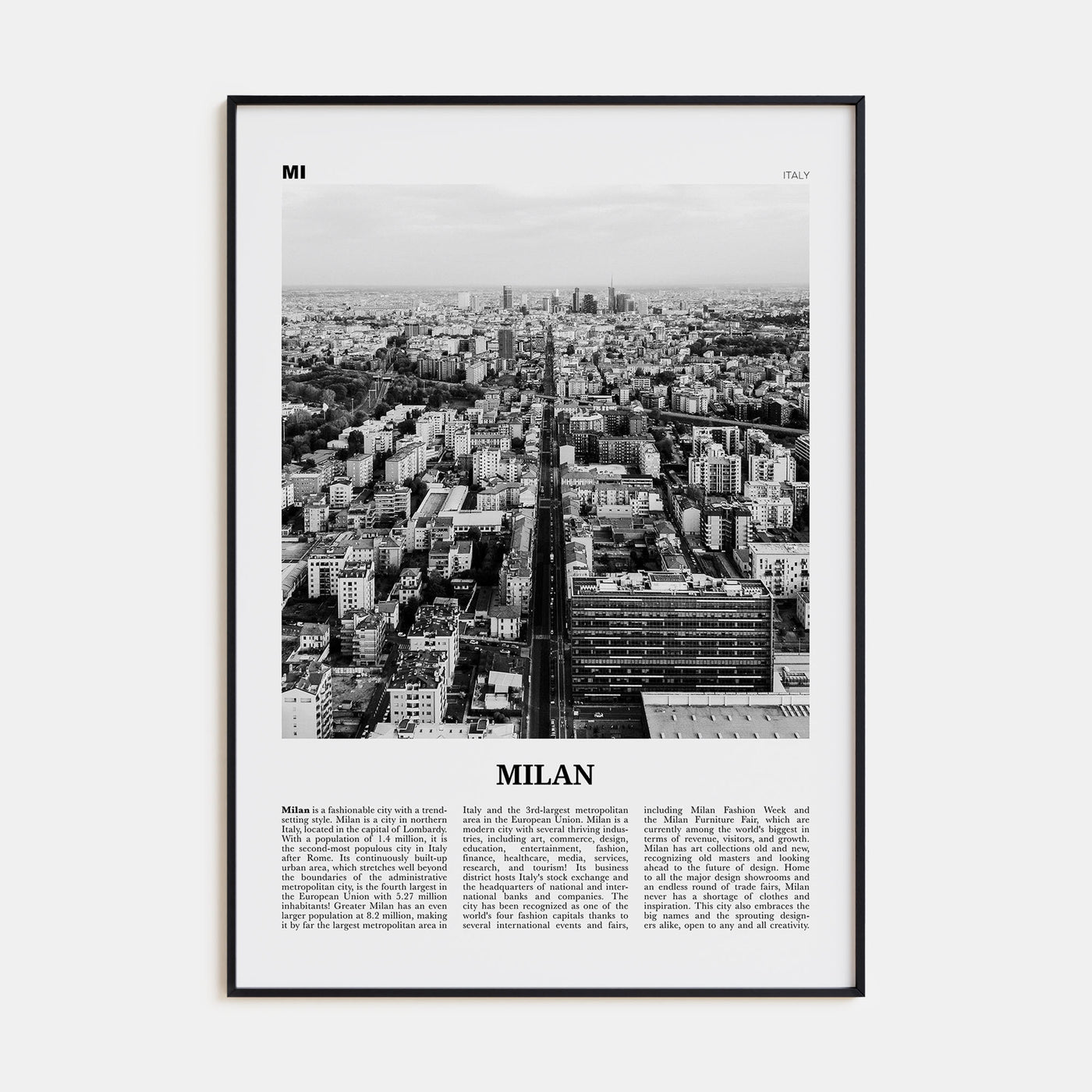 Milan Travel B&W No 2 Poster