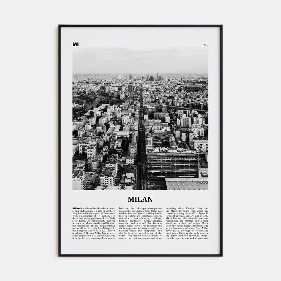 Milan Travel B&W No 2 Poster