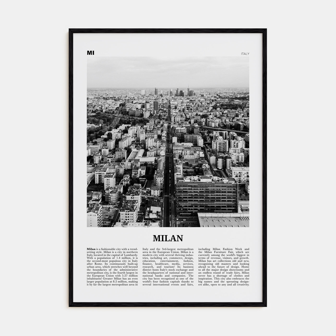Milan Travel B&W No 2 Poster